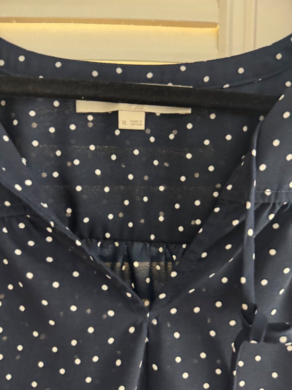 Loft Navy White Polka Dot Blouse XL - Picture 3 of 4